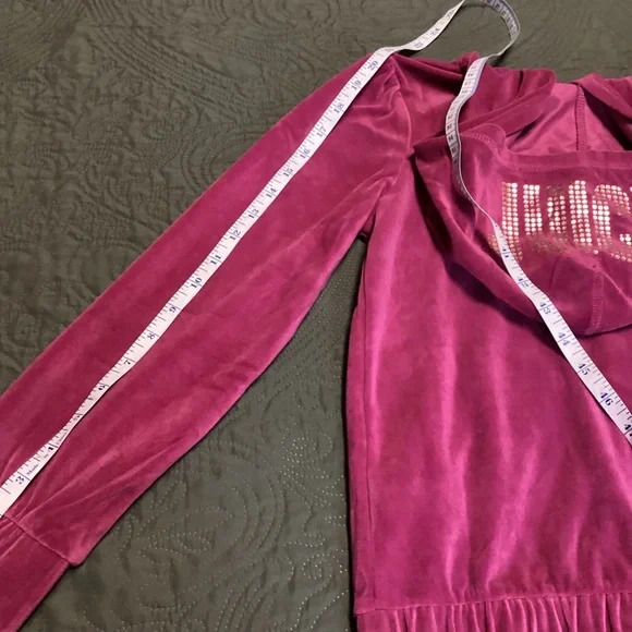 Girls Medium 10-12 Juicy Couture Velour Crown Logo Juicy Hooded Zip Jacket